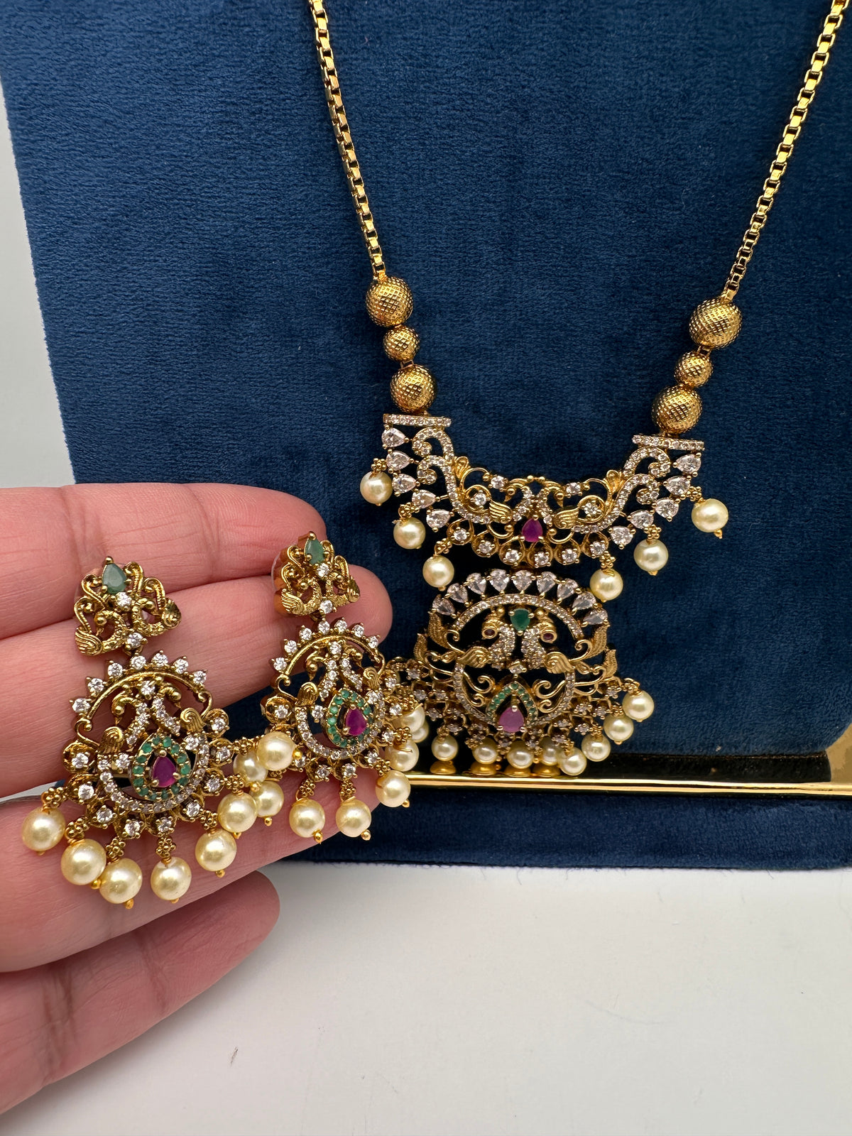 Antique Matte CZ Kemp Traditional Long Chain Necklace - product photo 2
