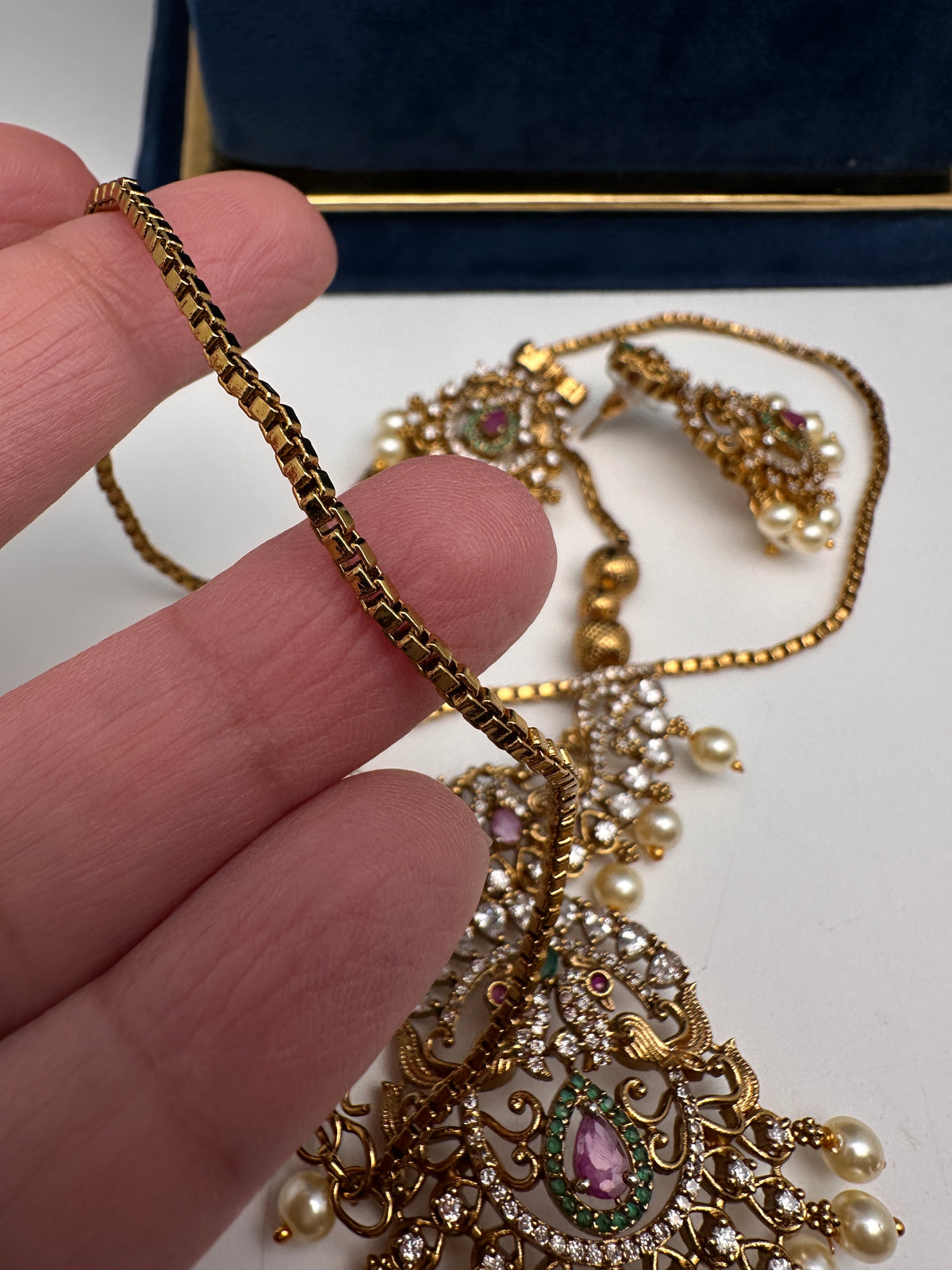 Antique Matte CZ Kemp Traditional Long Chain Necklace - product photo 5