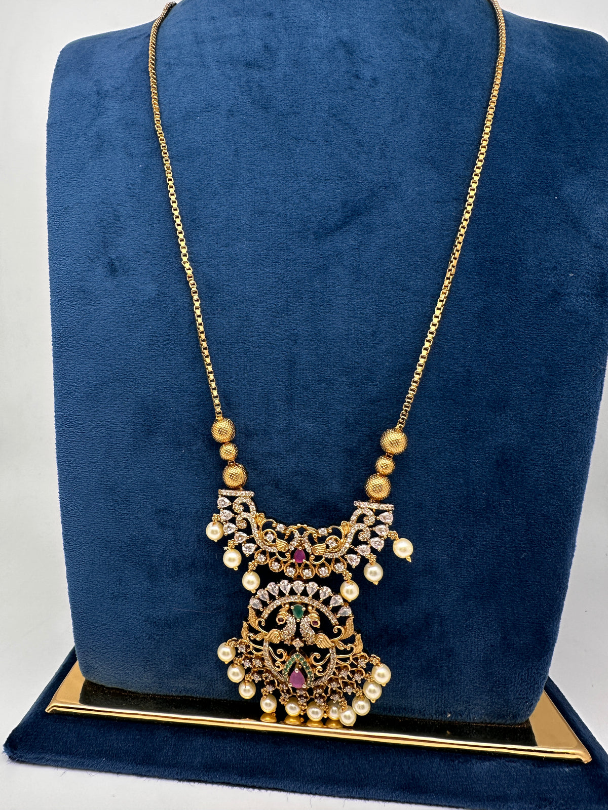 Antique Matte CZ Kemp Traditional Long Chain Necklace - product photo 6