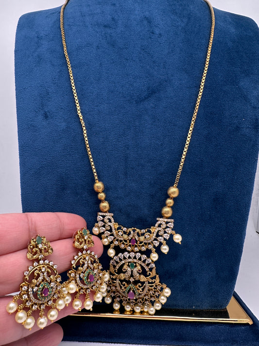 Antique Matte CZ Kemp Traditional Long Chain Necklace - product photo 1