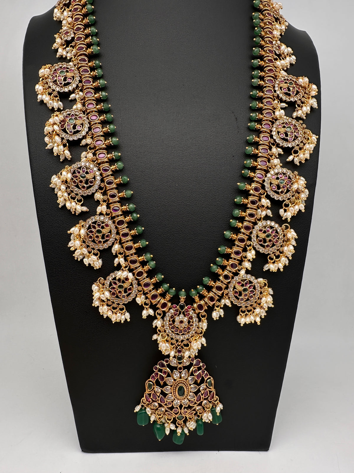 Bottu Rice Pearls Kempu Guttapusalu Necklace Set with Earrings - TJ000993