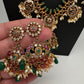 Bottu Rice Pearls Kempu Guttapusalu Necklace Set with Earrings - TJ000993