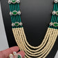Pearls Beads Multi Layer Long Necklace - Green