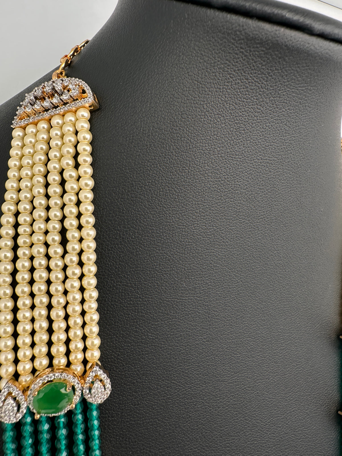Pearls Beads Multi Layer Long Necklace - Green
