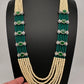 Pearls Beads Multi Layer Long Necklace - Green