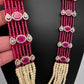 Pearls Beads Multi Layer Long Necklace - Pink