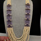 Pearls Beads Multi Layer Long Necklace - Purple