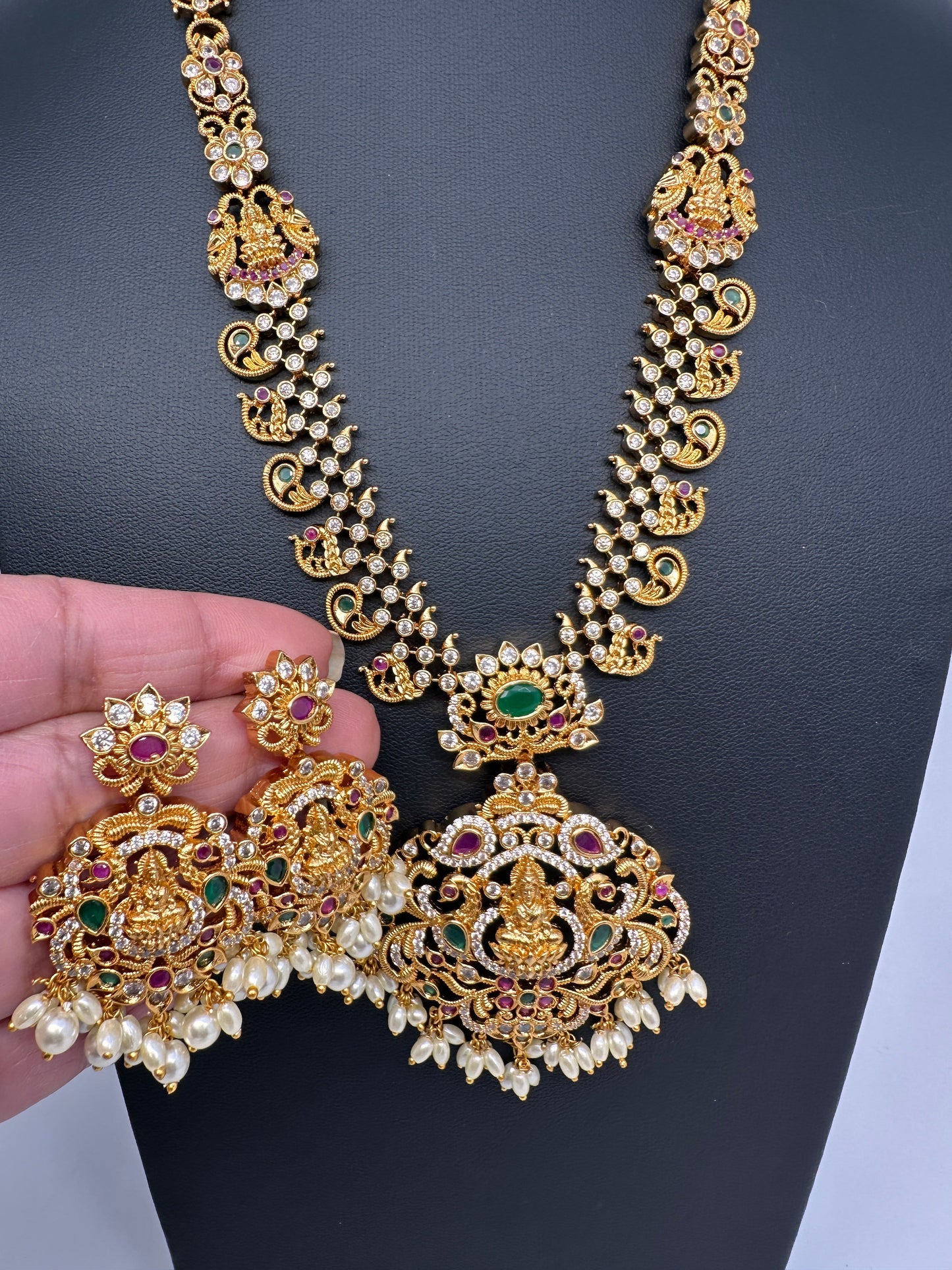 Goddess Lakshmi Mango Multi Stone Necklace