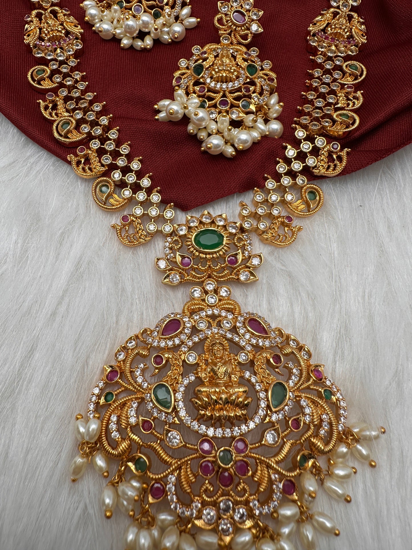 Goddess Lakshmi Mango Multi Stone Necklace