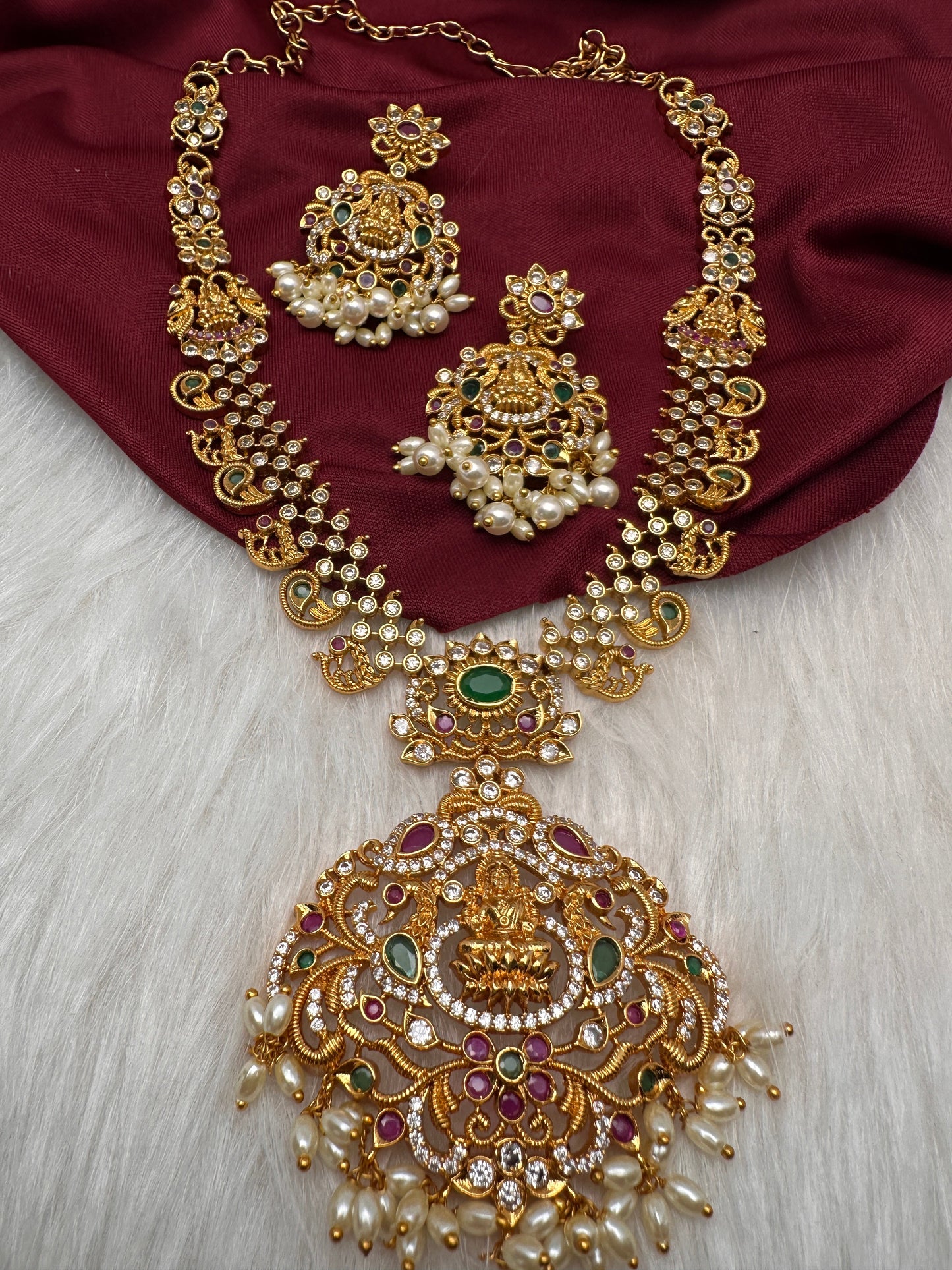 Goddess Lakshmi Mango Multi Stone Necklace