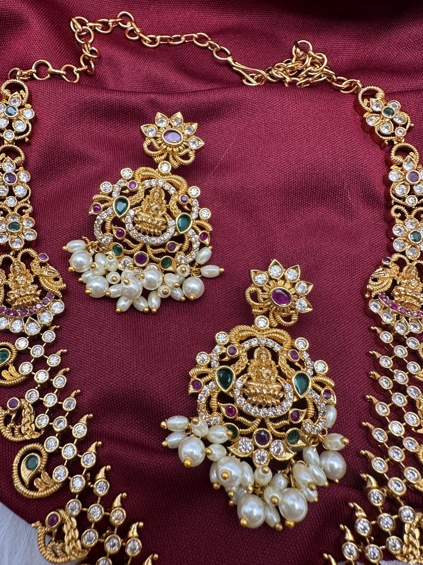 Goddess Lakshmi Mango Multi Stone Necklace