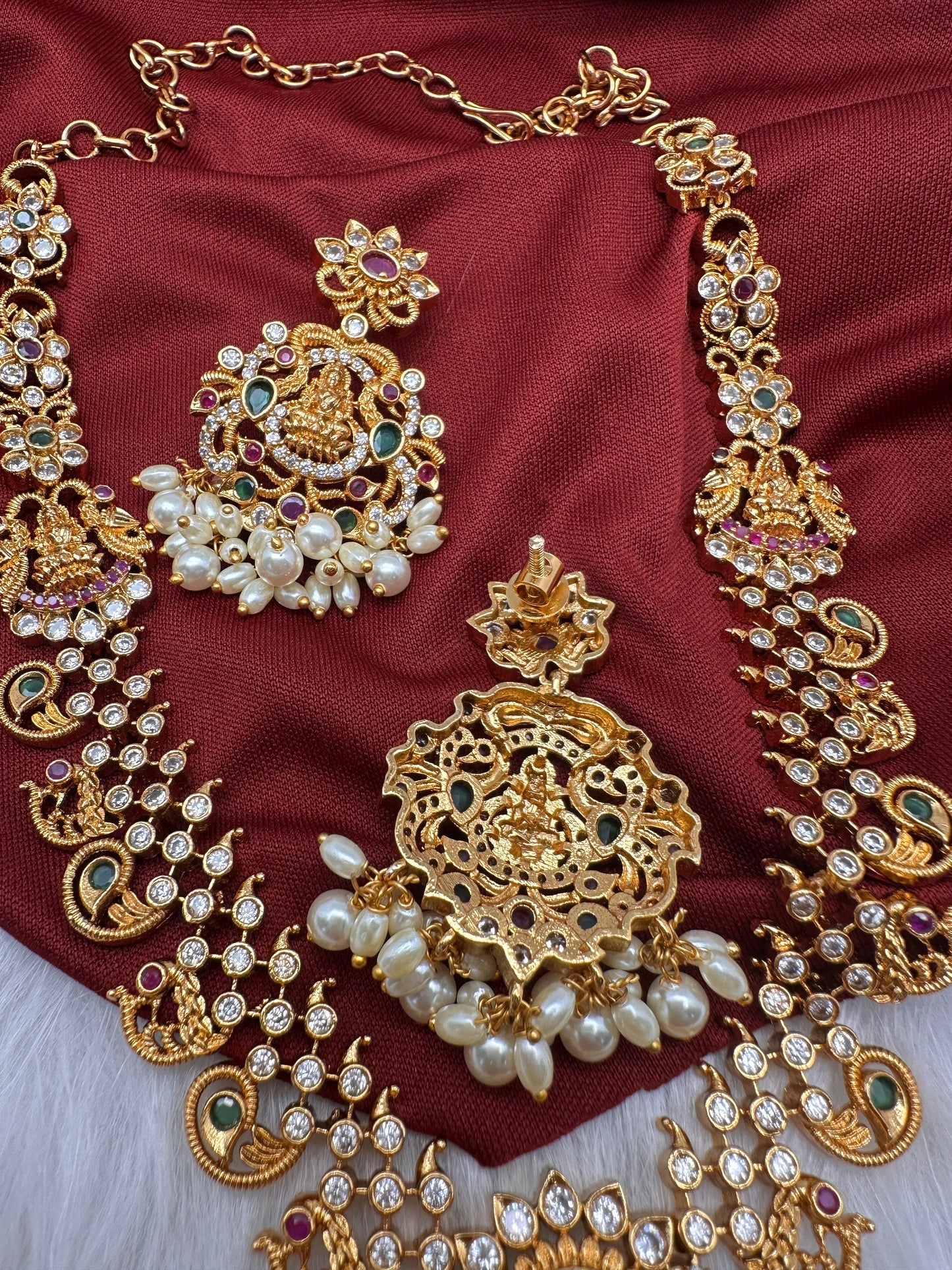 Goddess Lakshmi Mango Multi Stone Necklace