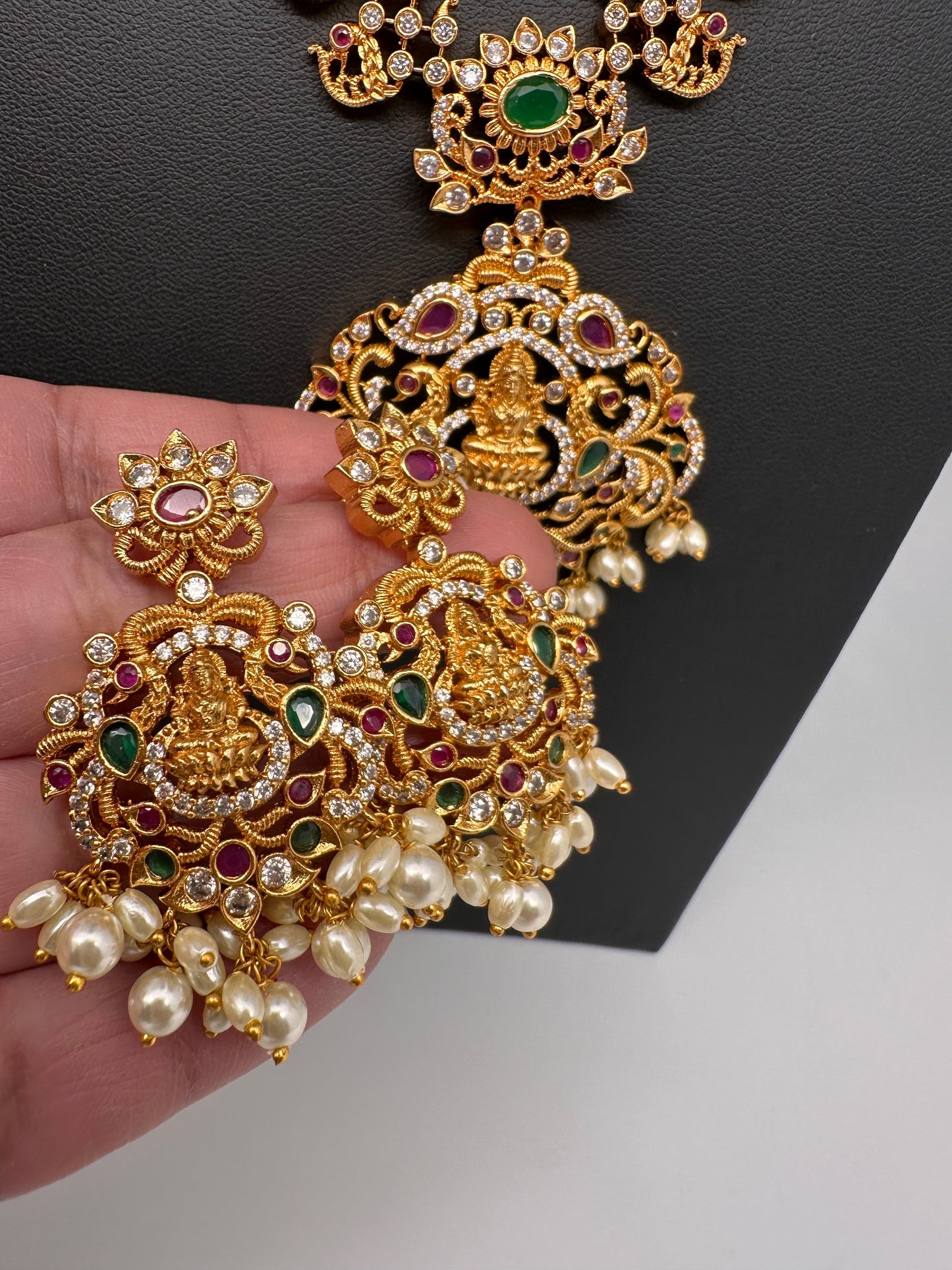 Goddess Lakshmi Mango Multi Stone Necklace