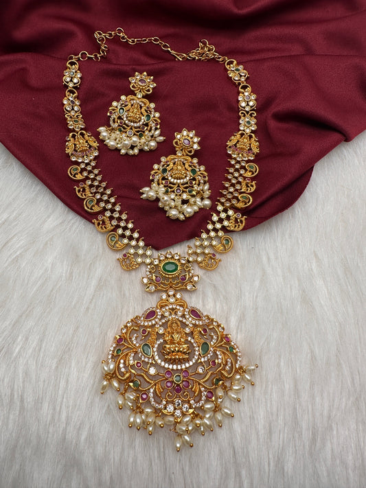 Goddess Lakshmi Mango Multi Stone Necklace