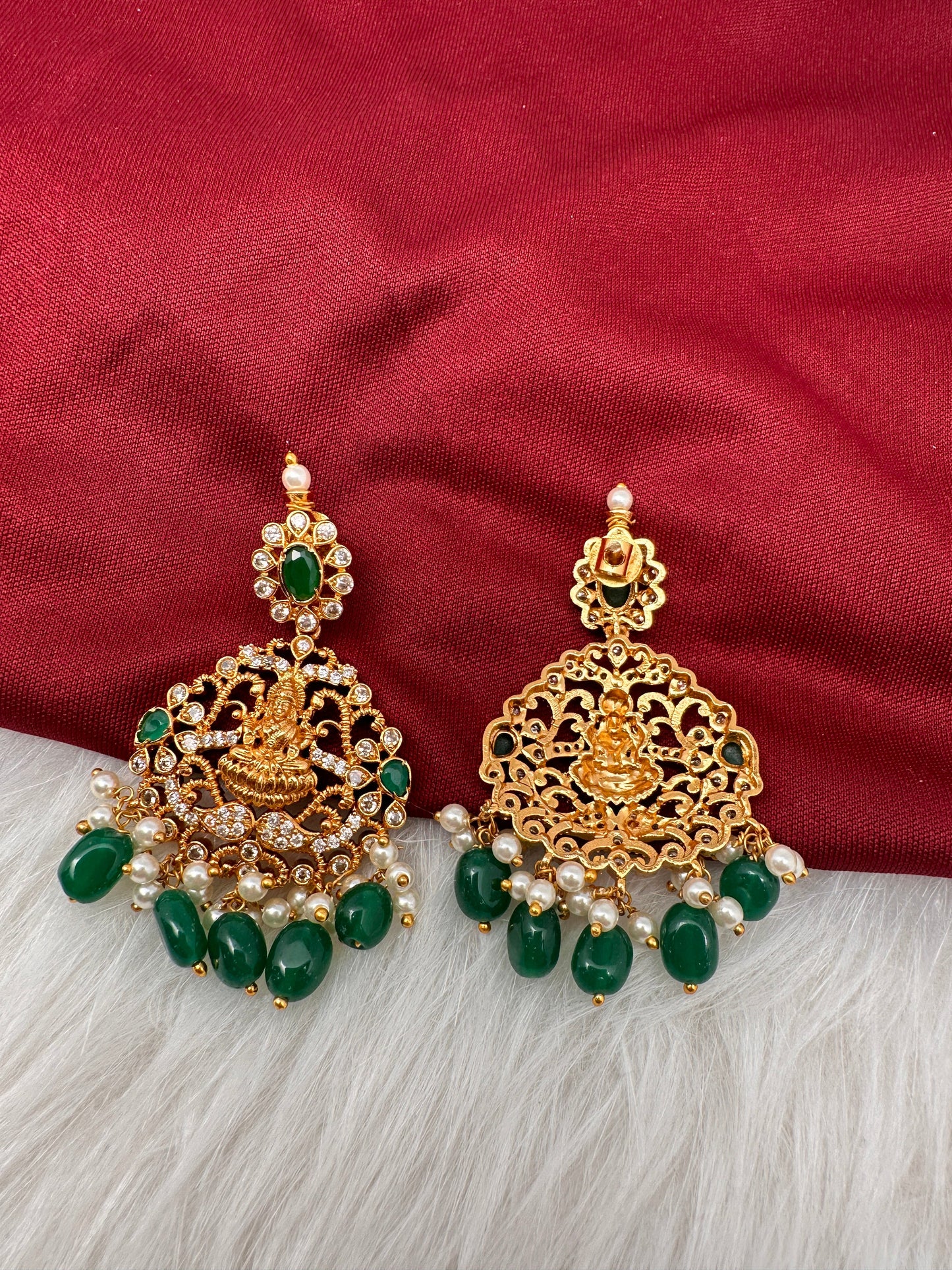 Goddess Lakshmi Green Stone Peacock Green beads Necklace