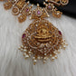 Goddess Lakshmi Red Stone Peacock Necklace