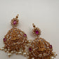 Goddess Lakshmi Red Stone Peacock Necklace
