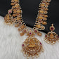 Goddess Lakshmi Red Stone Peacock Necklace