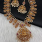 Goddess Lakshmi Red Stone Peacock Necklace