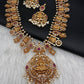 Goddess Lakshmi Red Stone Peacock Necklace