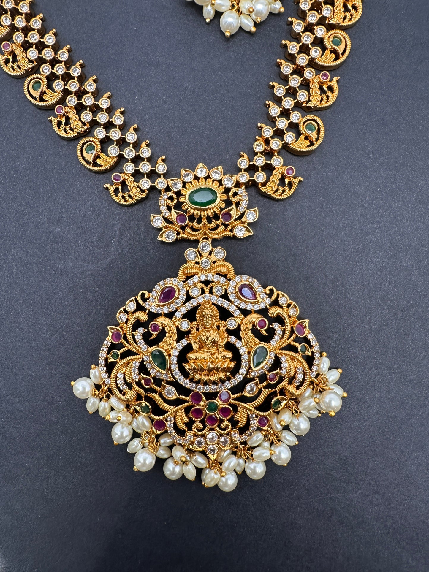 Goddess Lakshmi Multi Stone CZ Short Necklace