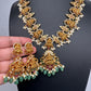 Goddess Lakshmi Links Emerald beads CZ Matte Finish Necklace