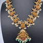 Goddess Lakshmi Links Emerald beads CZ Matte Finish Necklace