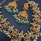 Goddess Lakshmi Links Emerald beads CZ Matte Finish Necklace