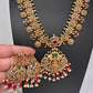 Goddess Lakshmi Peacock Links Red beads CZ Matte Finish Necklace