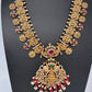Goddess Lakshmi Peacock Links Red beads CZ Matte Finish Necklace