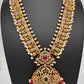 CZ Red Green Stone Red beads Peacock Design Guttapusalu Necklace