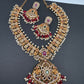 CZ Red Green Stone Red beads Peacock Design Guttapusalu Necklace