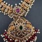 CZ Red Green Stone Red beads Peacock Design Guttapusalu Necklace