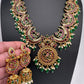 Kempu CZ Green Beads Rice Pearls Guttapusalu Necklace