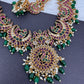 Kempu CZ Green Beads Rice Pearls Guttapusalu Necklace