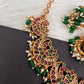 Kempu CZ Green Beads Rice Pearls Guttapusalu Necklace