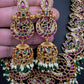 Kempu CZ Green Beads Rice Pearls Guttapusalu Necklace