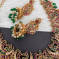 Kempu CZ Green Beads Rice Pearls Guttapusalu Necklace