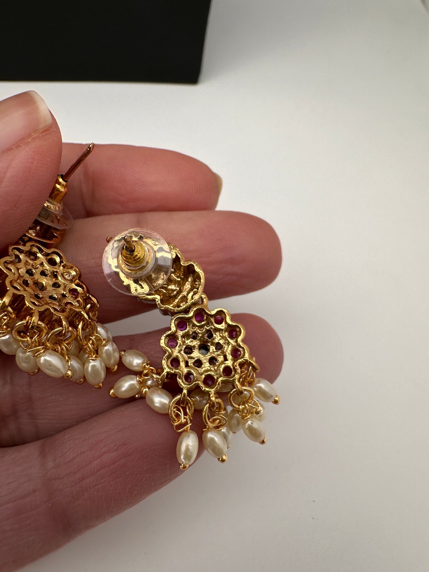 Goddess Lakshmi Rice Pearls Short Guttapusalu Necklace