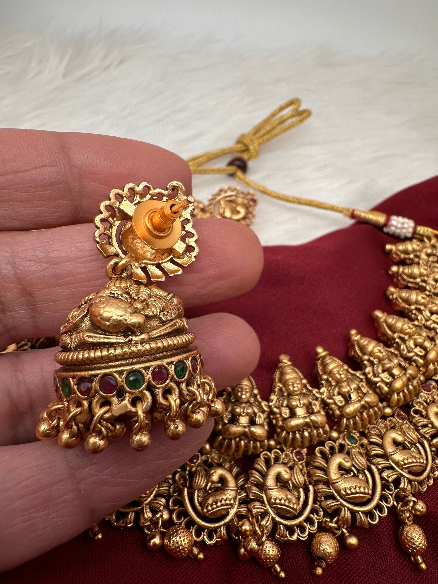 Goddess Lakshmi Peacock Pattern Neckline Necklace