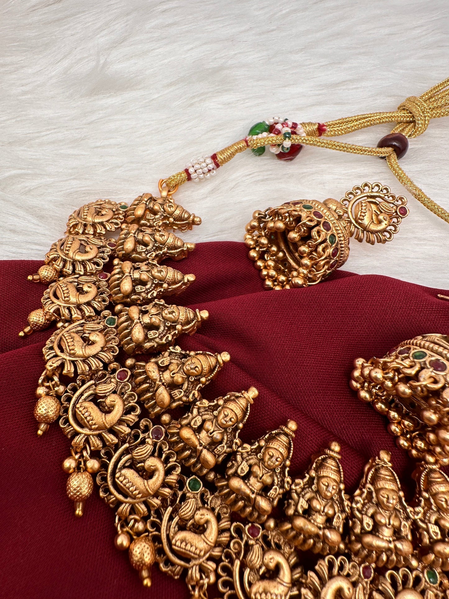 Goddess Lakshmi Peacock Pattern Neckline Necklace