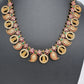Kempu Mango Pattern Goddess Lakshmi Neckline Necklace with Jhumkis