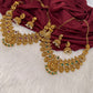 Goddess Lakshmi Nakshi Matte Finish Color Stone Short Necklace - Green