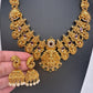 Goddess Lakshmi Nakshi Matte Finish Color Stone Short Necklace - Green