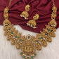 Goddess Lakshmi Nakshi Matte Finish Color Stone Short Necklace - Green