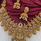 Goddess Lakshmi Nakshi Matte Finish Color Stone Short Necklace - Red