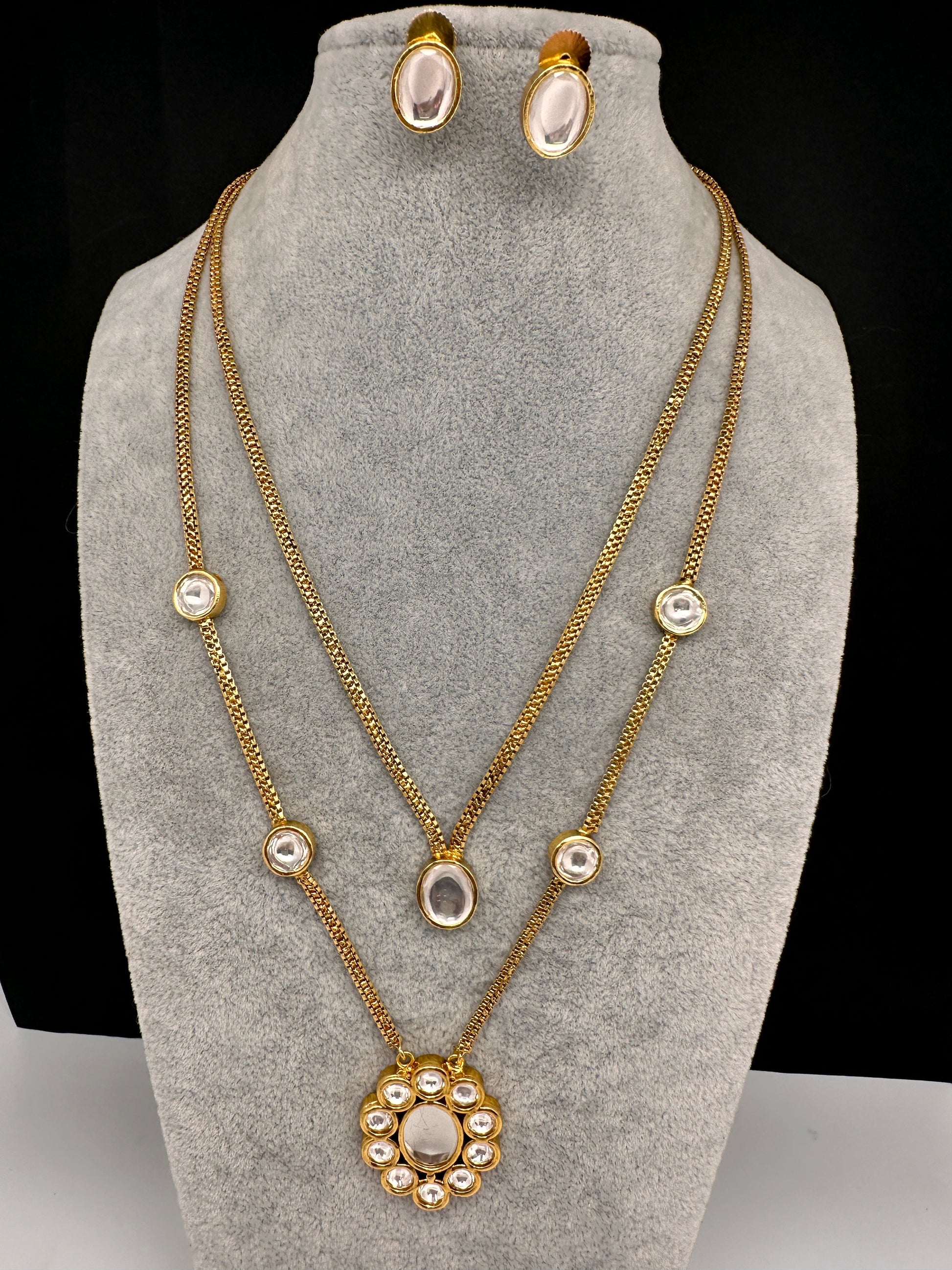 Moisaanite Double Layer Chain Dainty Necklace - White