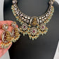 Victorian Antique Finish Coral Goddess Lakshmi Moissanite Short necklace