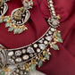 Victorian Antique Finish Coral Goddess Lakshmi Moissanite Short necklace