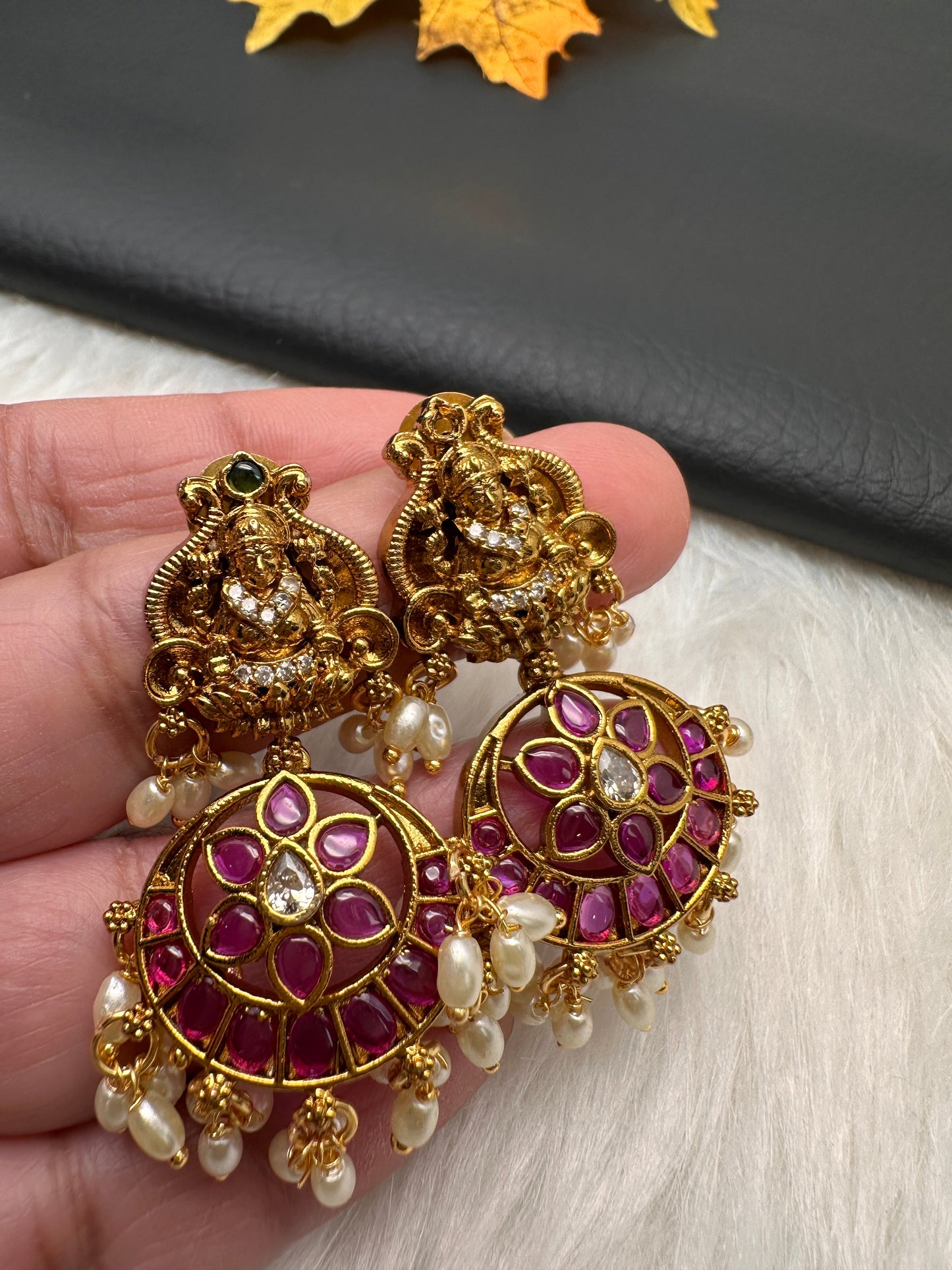 Matte Kempu Rice Pearls Guttapusalu Necklace